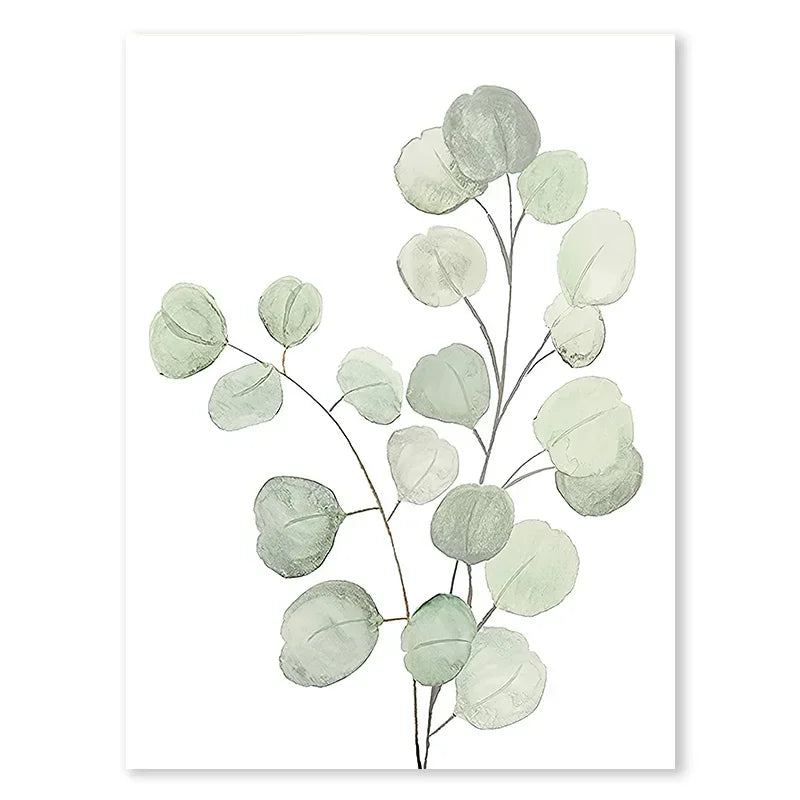 affiches murales toile feuilles stylisées minimaliste naturel vert clair blanc encadrées