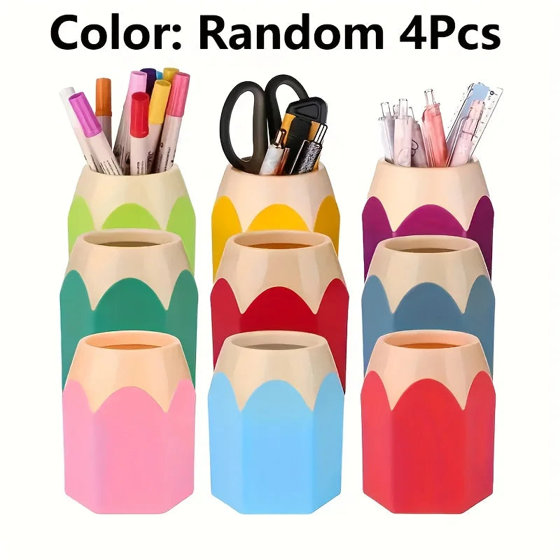 porte crayons hexagonaux multicolores imitant crayon taillé décoratif ludique 14 ans+