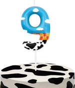 bougies numérotées anniversaire dessin animé motif animalier vache nuages carreaux