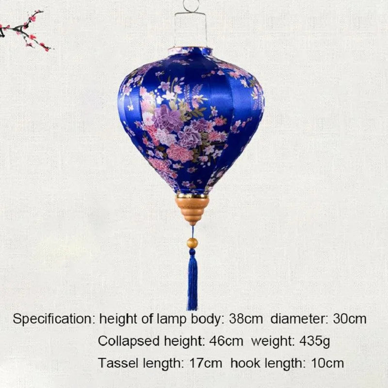 lanternes décoratives fleurs feuilles bleu rouge rose violet translucides traditionnelles crochets franges fête noël