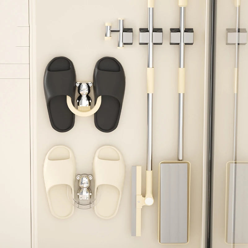 porte sabots moderne mural blanc noir rangement chaussures accessoires salle bain clips minimalistes