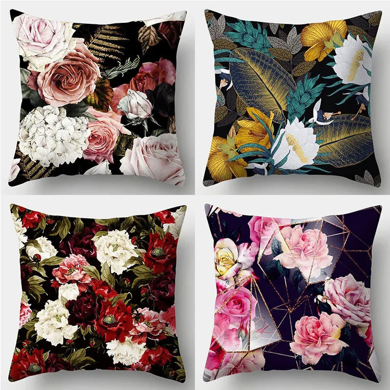 taies d'oreiller carrées fleurées polyester contemporaines 40x40cm 45x45cm 50x50cm 60x60cm