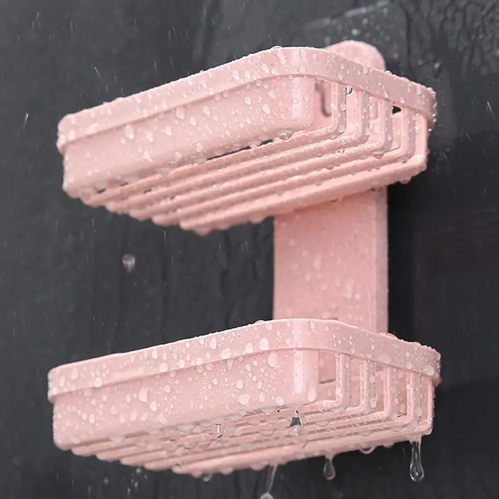 support savon moderne adhésif bleu clair gris rose texture granulée salle bain baignoire évier