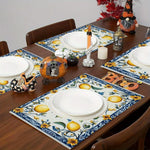 serviettes table motif floral citron blanc bleu jaune vert classiques 30x40cm opaques automnales
