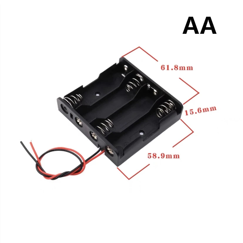 boîtes rangement batteries 18650 AA noires clips pratiques emplacements multiples