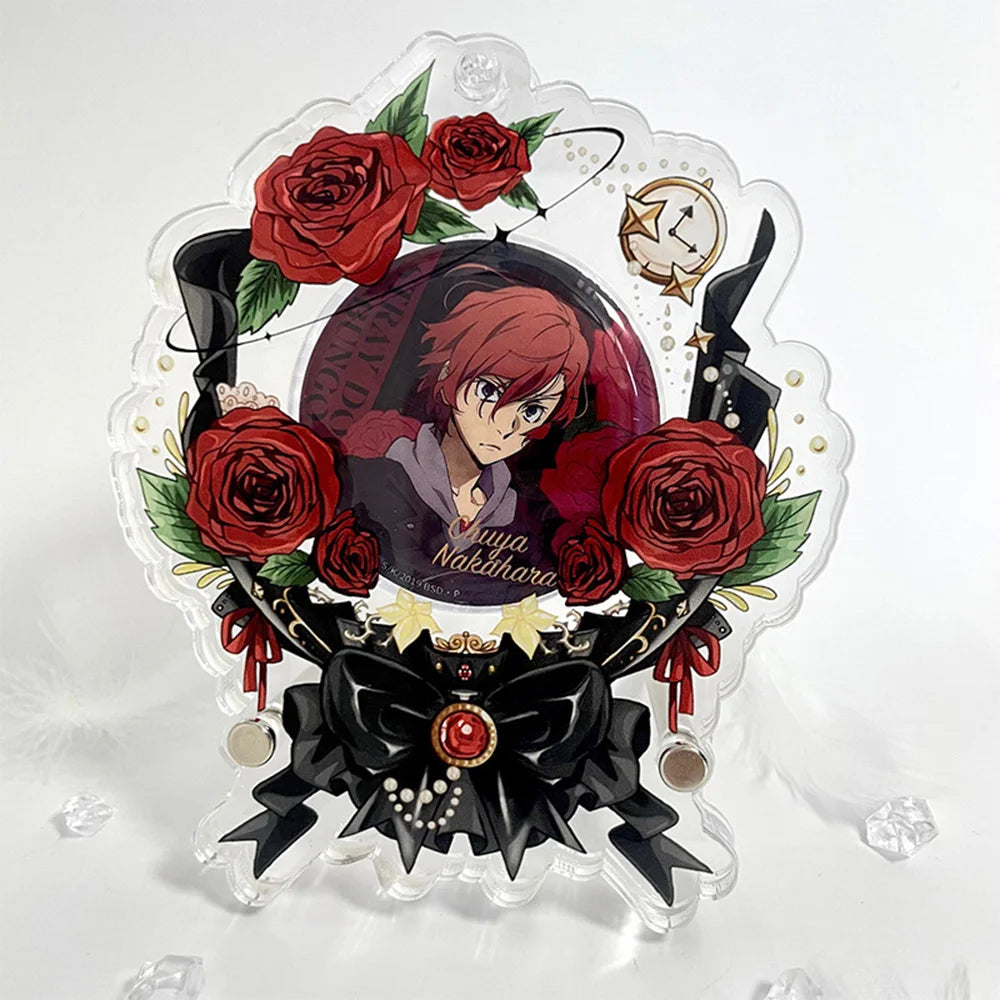 cadre photo transparent fleurs roses étoiles rubans clips métalliques artisanal détaillé support rangement badge