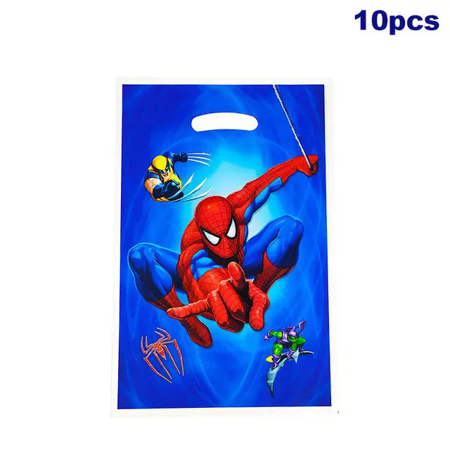 ensemble décoration anniversaire spider man vaisselle jetable nappe assiettes gobelets banderole ballons rouges