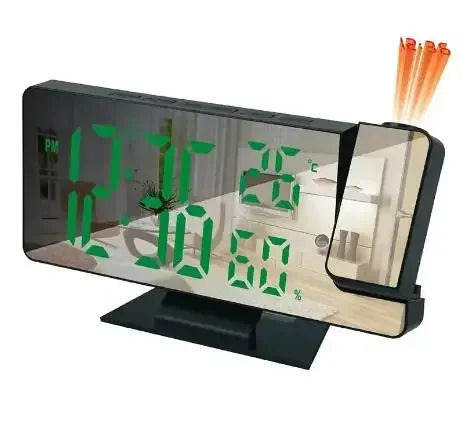 horloge projecteur numérique moderne affichage température couleur noir blanc verte rouge tactile