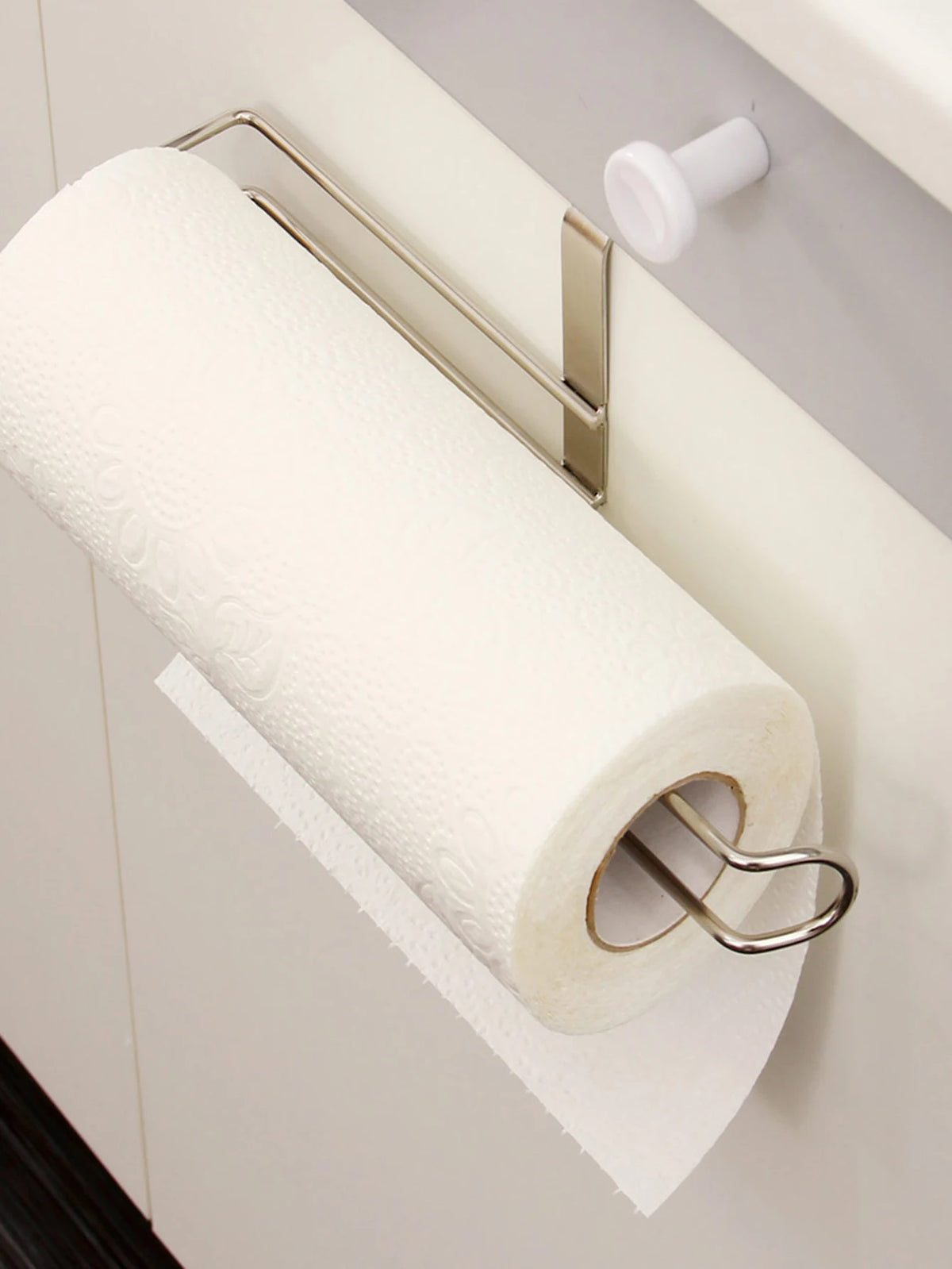 porte serviettes moderne acier inoxydable blanc argenté cuisine respectueux environnement fixations