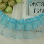 ruban dentelle fine rose clair rouge bleu clair vintage romantique fronces polyester 4.5cm