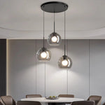 suspension lumineuse moderne sphères transparentes noir led salon salle manger éclairage intérieur
