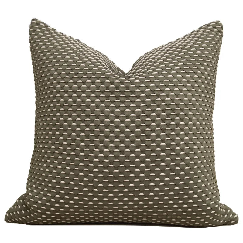 coussin décoratif géométrique vert beige blanc contemporain salon lit voiture 45x45cm