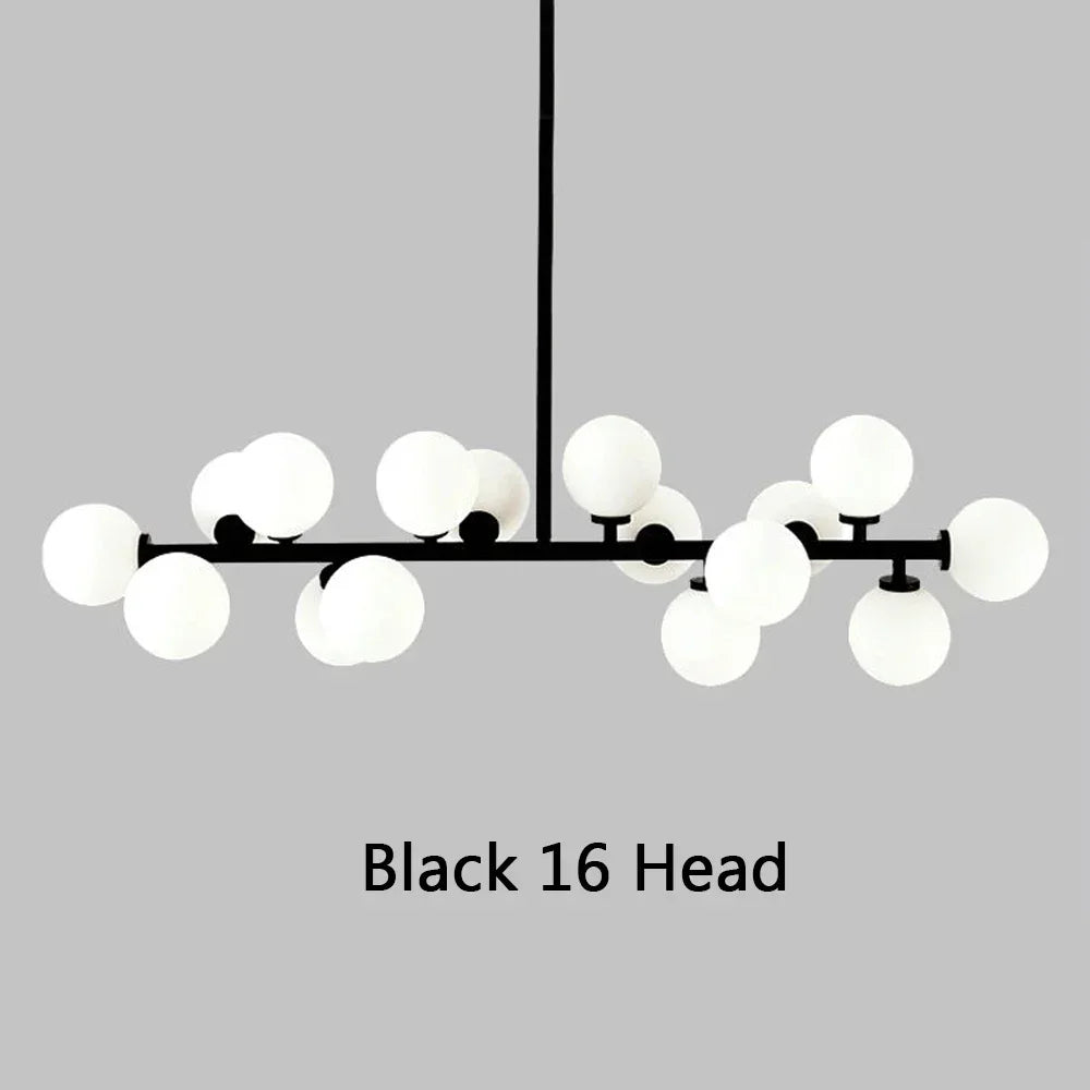 suspension moderne boules translucides blanc doré noir led restaurant salon bar
