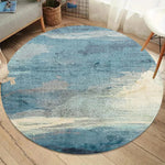 tapis rond abstrait moderne gris bleu polyester minimaliste salon chambre extérieur decoration