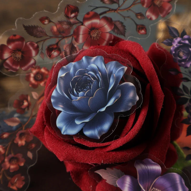 rubans décoratifs floraux vintage adhésifs noirs roses romantiques journal décoration DIY