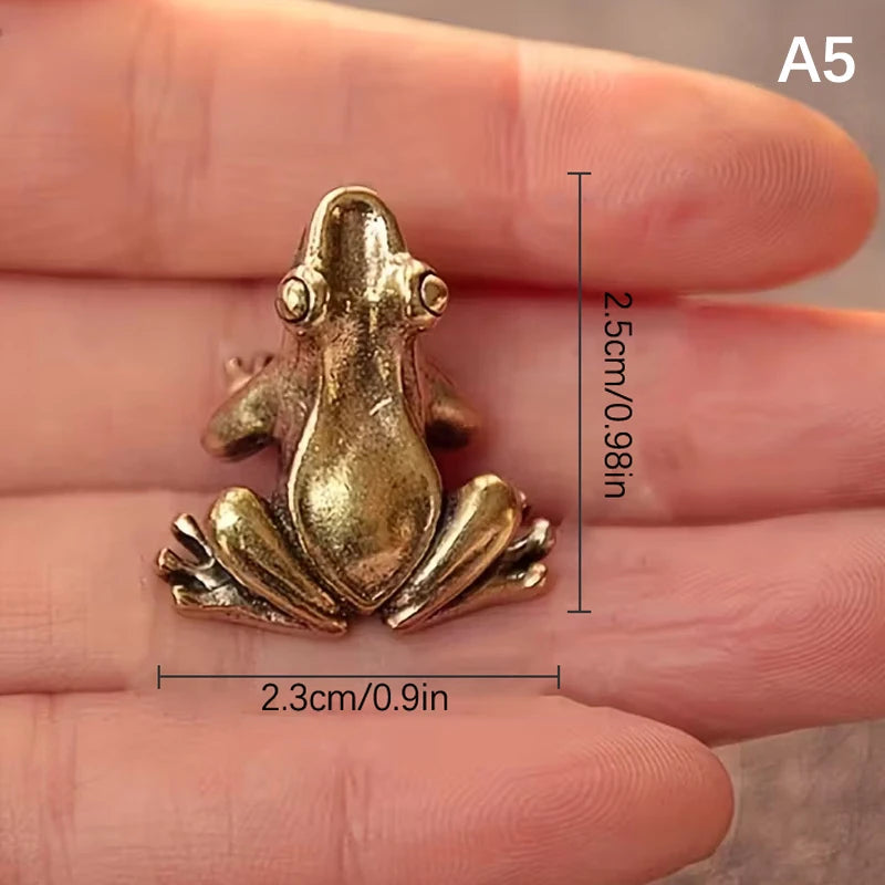 figurine grenouille dorée métal lisse détaillée anneau oreille ornement animal compagnieDecoration maison vintage réaliste