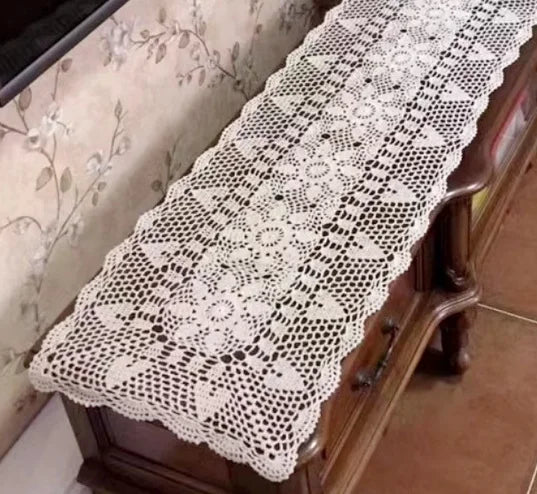serviette table coton blanc motif floral traditionnel shabby chic vintage noël mariage fête