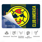 sticker autocollant cartes bancaires club américa dessin animé oiseau stylisé waterproof réutilisable bleu jaune
