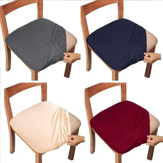 housses chaise élastiques polyester simples sans motif gris bleu marine beige clair bordeaux noir