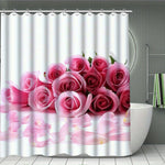 rideau douche floral rose rouge orange blanc motifs floraux décoratifs opaques variable