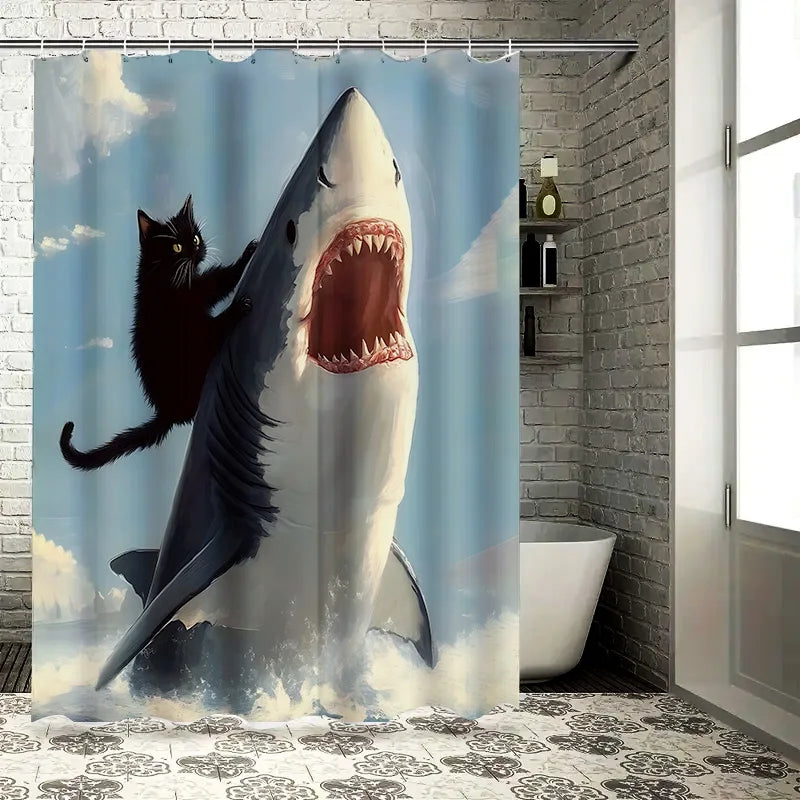 Rideau de douche imperméable polyester motif animal