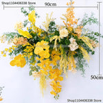 décoration mariage roses jaunes orchidées feuilles verte romantique élégant extérieur artificiel
