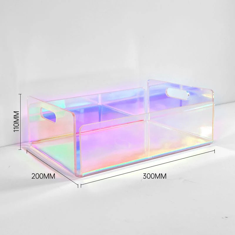 boîtes rangement transparent réutilisables iridescentes moderne minimaliste poignées incluses diverse utilisation