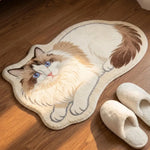 tapis coton jute blanc beige marron gris motif chat fourrure moderne chambre salon