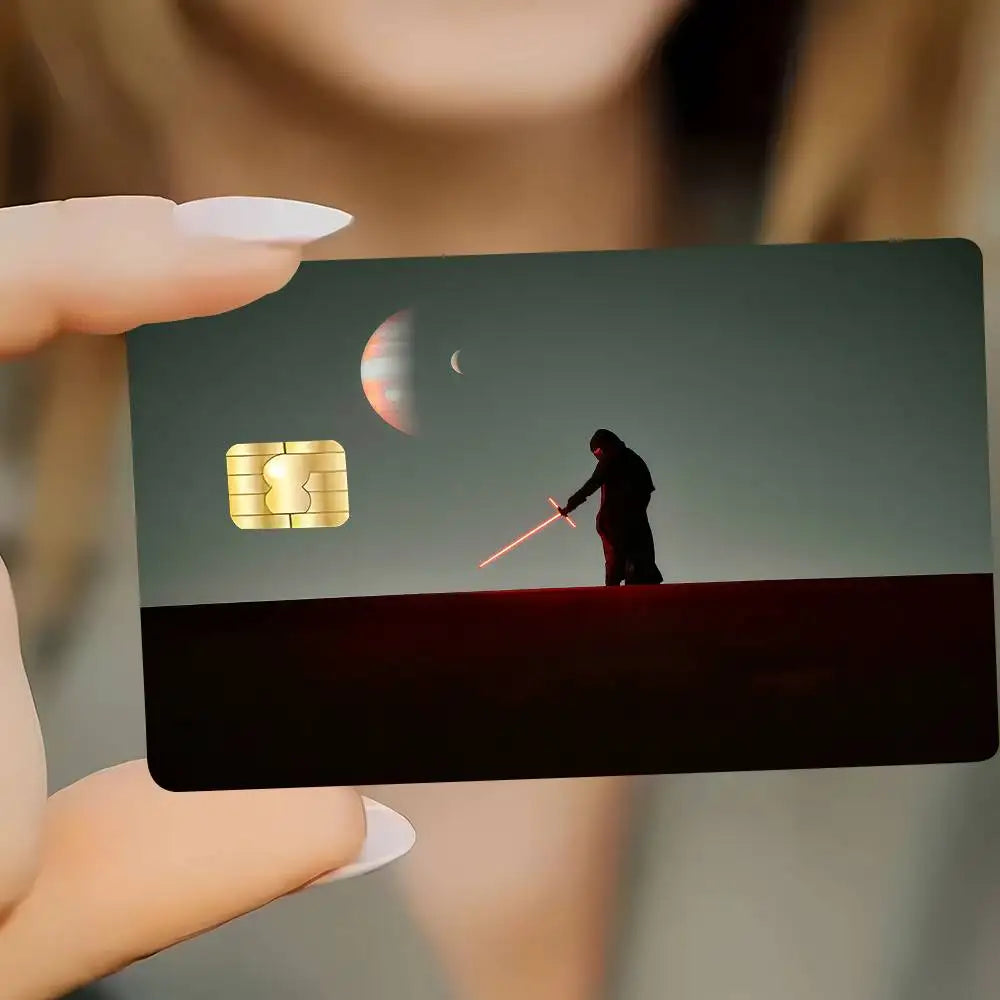 autocollants carte bancaire star wars images films vert beige noir orange bleu blanc adhésifs