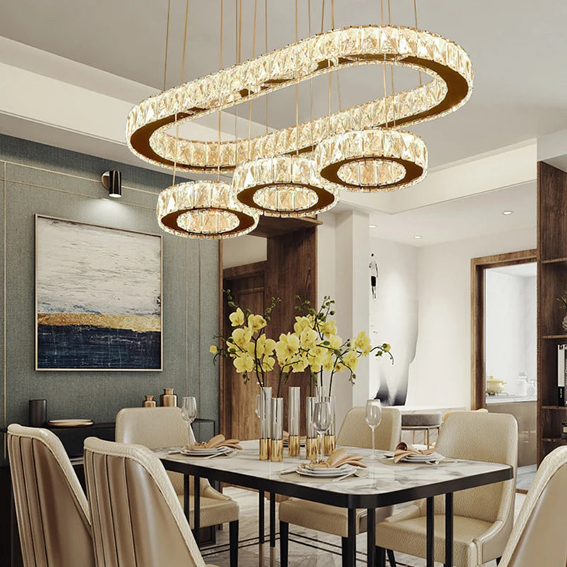 suspension lumineuse moderne or transparent strass rc dimmable 249 2000lm 90 260v