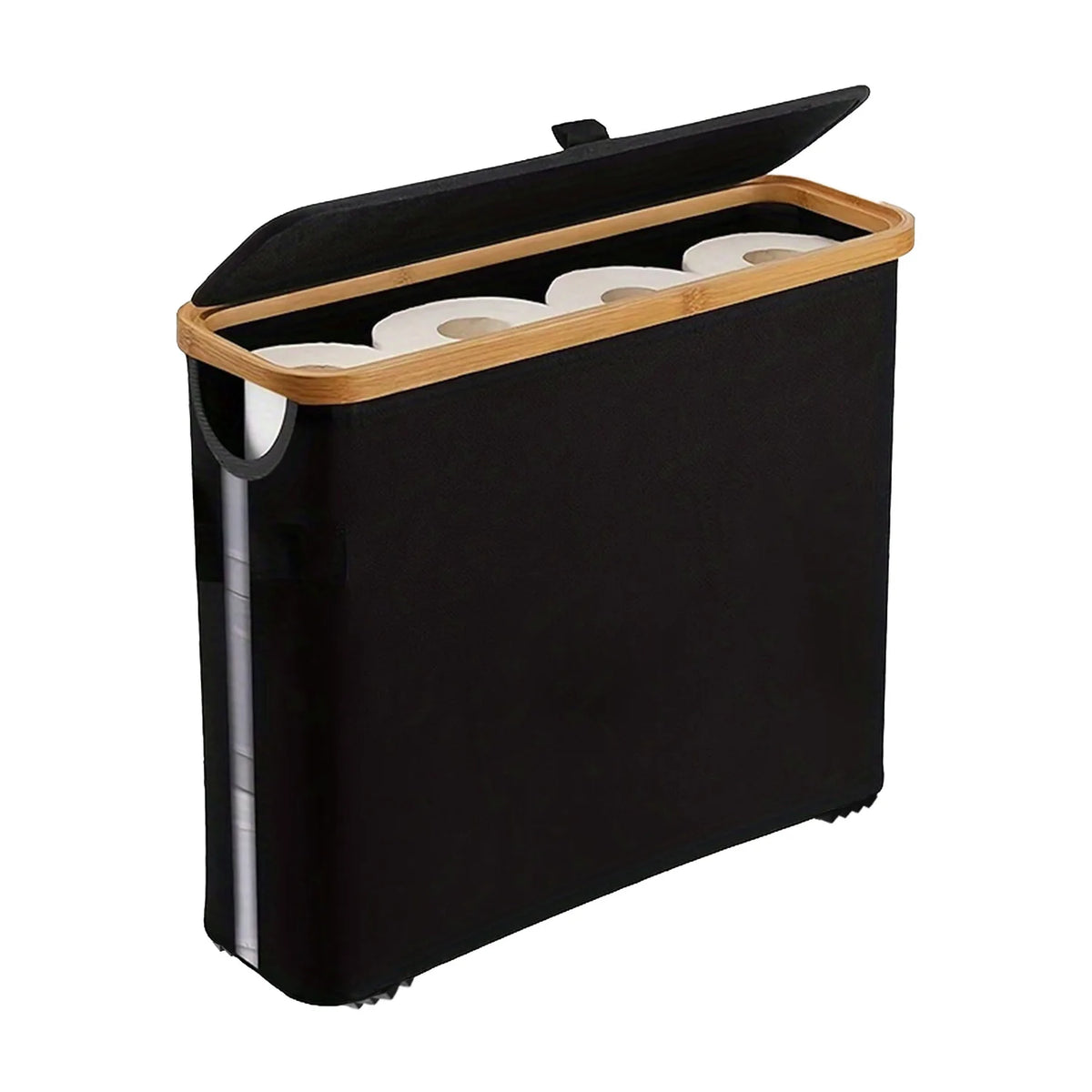 boîte rangement rouleaux papier toilette moderne toile beige gris bleu marine minimaliste 12 rouleaux
