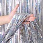 décoration anniversaire rideau violet argent moderne stripes brillantes opalescent festif