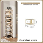 étagère rotative moderne multi niveaux beige clair rayures verticales supports rangement robuste anti dérapant