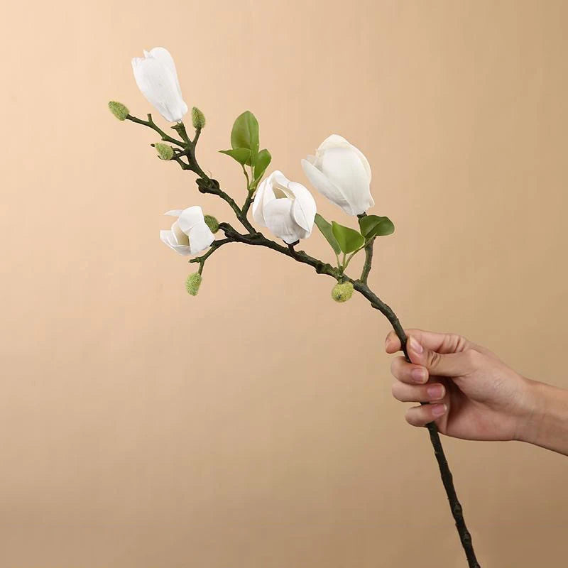 décoration intérieure bouquet magnolia artificiel violet rose blanc vert mariage anniversaire féte