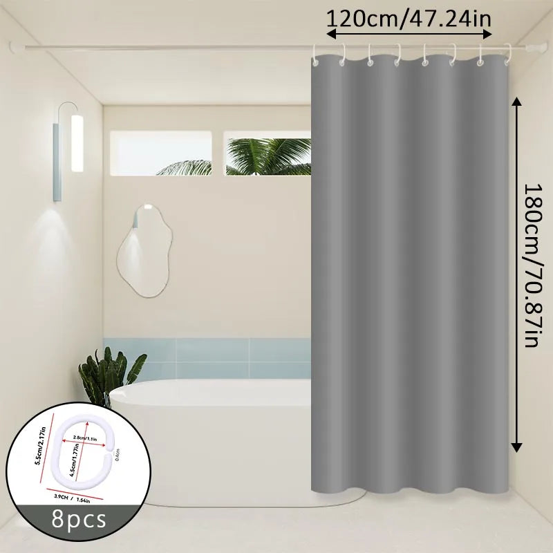 rideau douche gris uni moderne respectueux l'environnement opacité 120cm 180cm