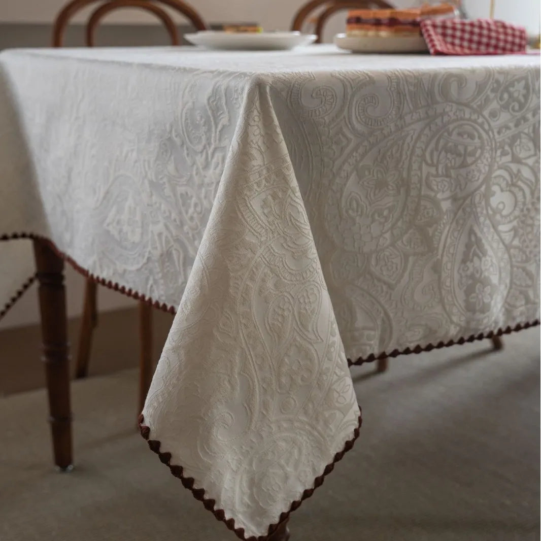 tablecloth beige floral rectangle réutilisable polyester coton opacité printemps été noël mariage classic adaptable