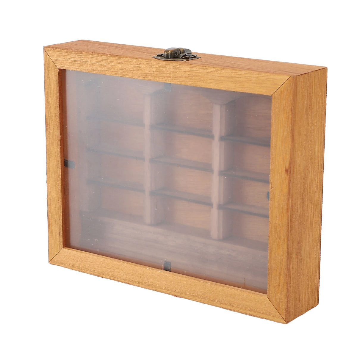 décoration étagère miniature livres pliés boîtes vitrine bois élégante rustique vintage compartments wooden grains