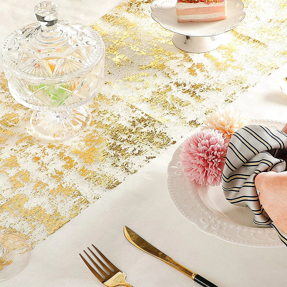 serviettes table pailletées or rose gold argent modernes 300x28cm festives dorées élégantes polyester