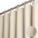 rideau douche moderne texturé beige vert olive imperméable crochets métalliques silver 120x180cm