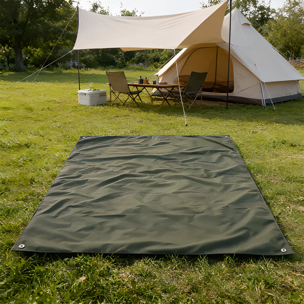 tapis camping sol pratique résistant vert olive polyester imperméable uni