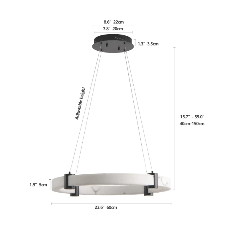 suspension lumineuse moderne marbre veiné blanc noir ajustable contemporain lumière led opaque