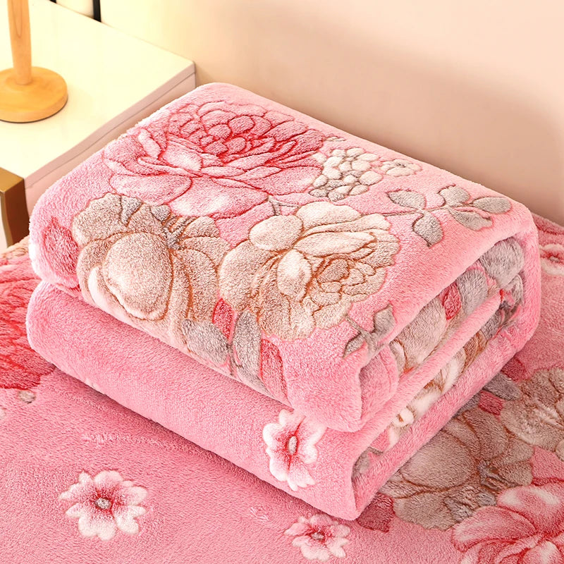 couverture polaire fleur rose printemps automne portable qualité hospitalière hôtelière voyage maison