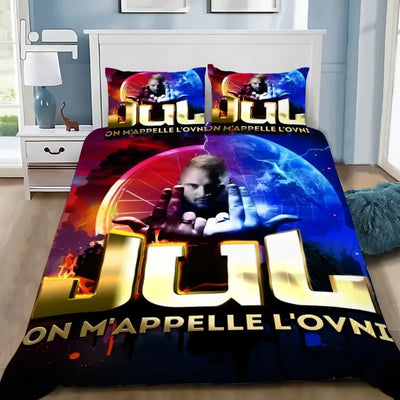 Housse de couette imprimée 3D colorée sur un lit double
