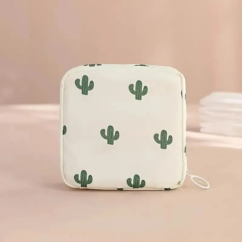 sac maquillage bleu rose noir moderne imprimé animaux cactus fruits glissière chargeur écouteurs portable