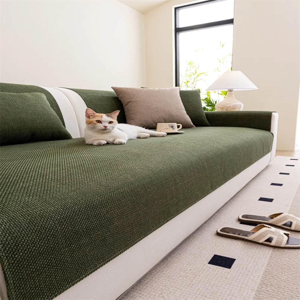 coussin canapé vert olive moderne tissu polyestère petite pointure sans couture