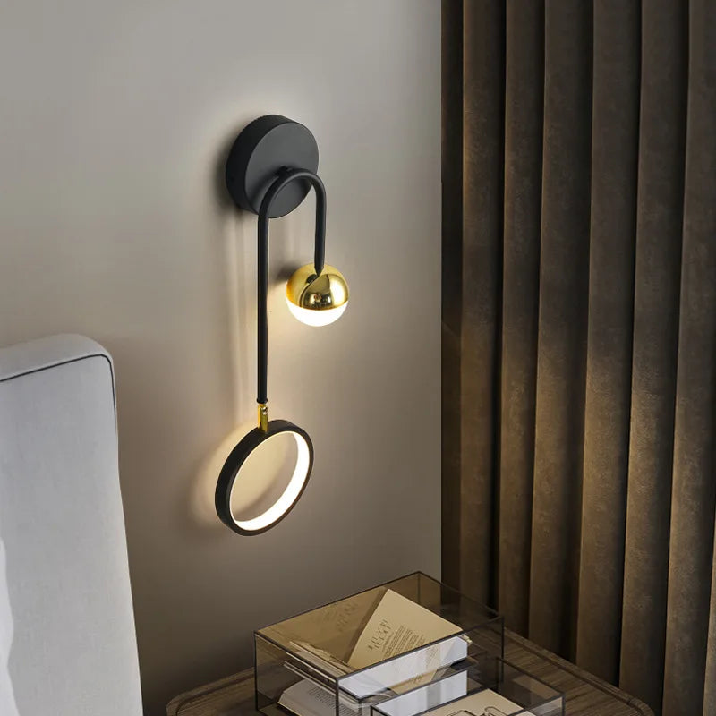lampe murale moderne noir or blanc minimaliste éclairage cuisine chambre coucher salle manger entrée