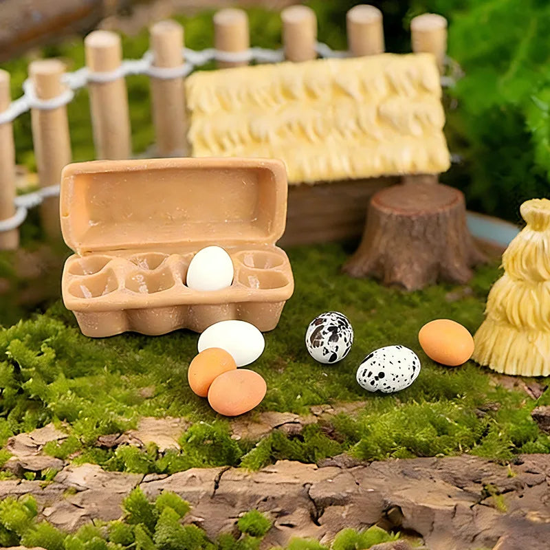 boîtes œufs résine animal compagnie simple décor maison poupée paysagiste jardin plateau œufs DIY