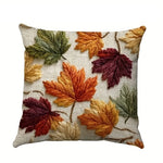 taies d'oreiller automne feuilles colorées campagnard beige polyester 45x45cm opacité
