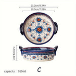 assiettes soupe vintage céramique fleur bleue rouge bordure ornée compatibles four lave vaisselle