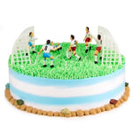 Décoration gâteau football avec personnages de dessin animé sportif